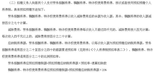 特许权使用费所得个税怎么计算